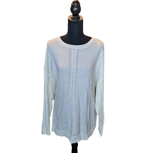 89th + Madison Sweater Women's Plus Winter White 2X - Picture 1 of 6